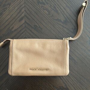 Vince Camuto Tan Clutch with Gold Accents
